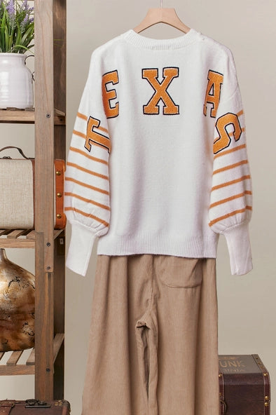 Texas Embroidery Over Size Sweater