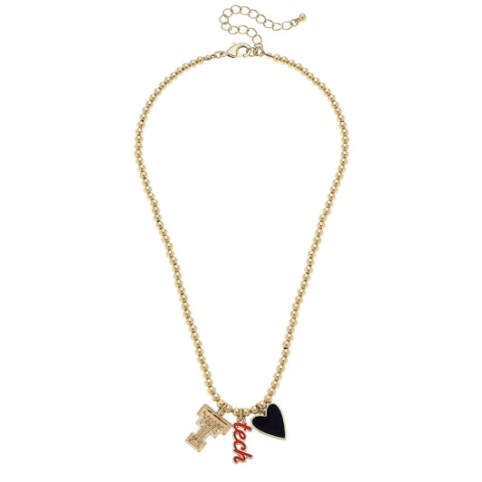 Texas Tech Red Raiders Ball Bead Charm Necklace