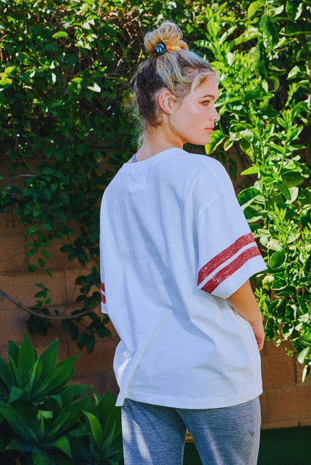 'Texas' Print V-Neck Football Tee