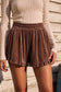 High-Waist Ruffle Velour Shorts with Pockets