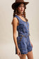 Scallop Button Denim Shorts