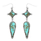 2 Tier Western Turquoise Semi Stone Teadrop Dangle Earrings