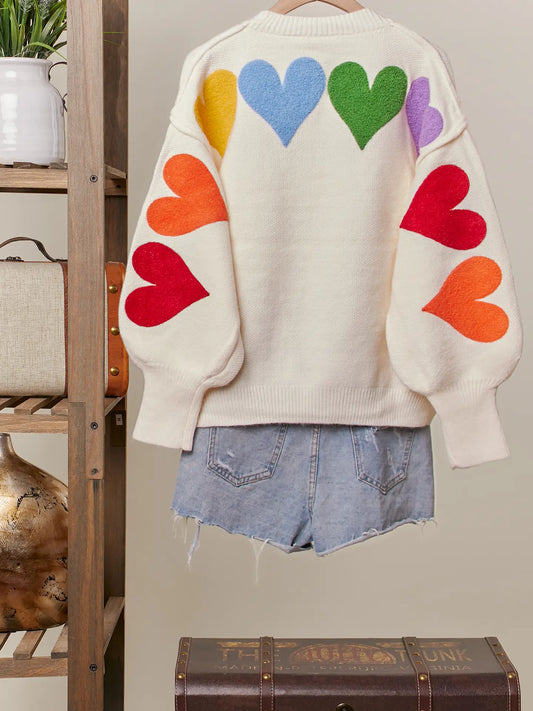 Rainbow Heart Patch Sweater