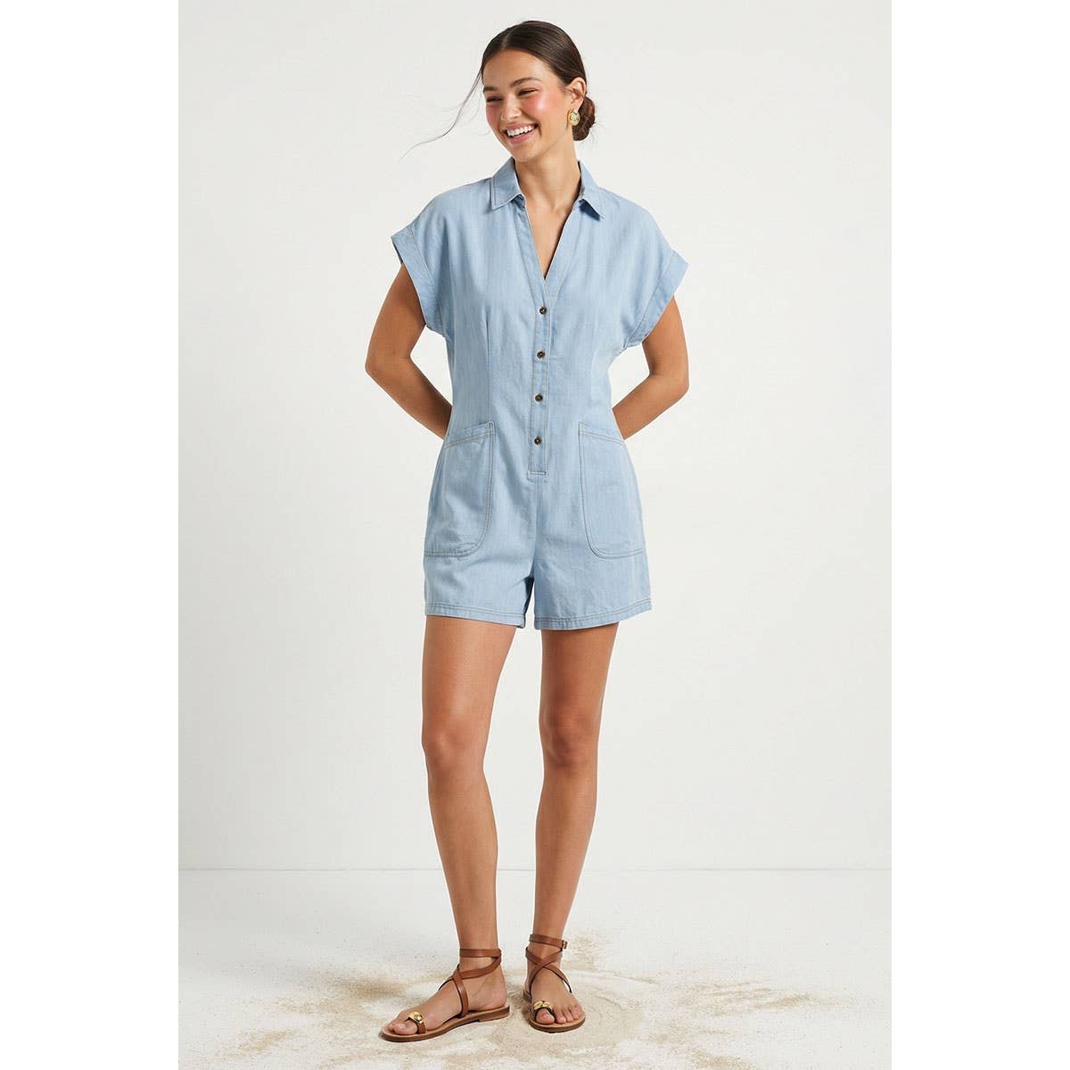 Relaxed Button Front Romper
