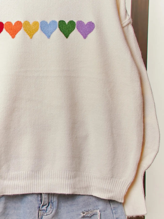 Rainbow Heart Patch Sweater