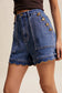 Scallop Button Denim Shorts