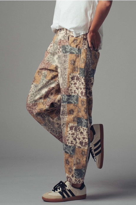 Boho Patchwork Wide Leg Pants