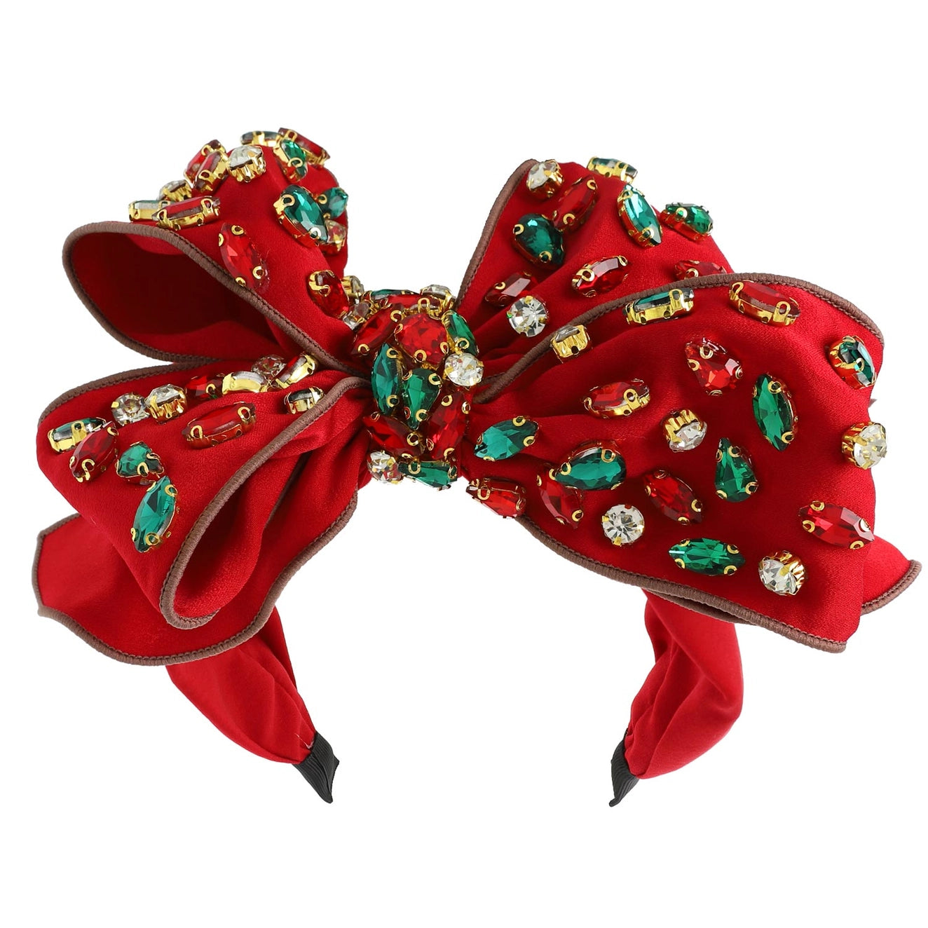 Holiday Gemstone Embellished Large Bow Headband