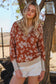 Curvy Floral Knit Top - Terra Cotta