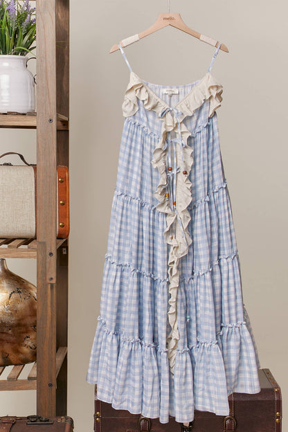 Romantic Checker Ruffle Cardigan