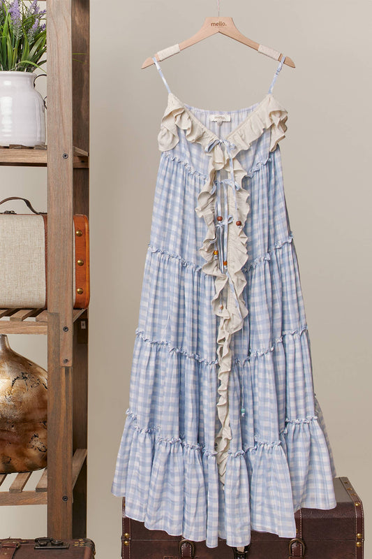 Romantic Checker Ruffle Cardigan