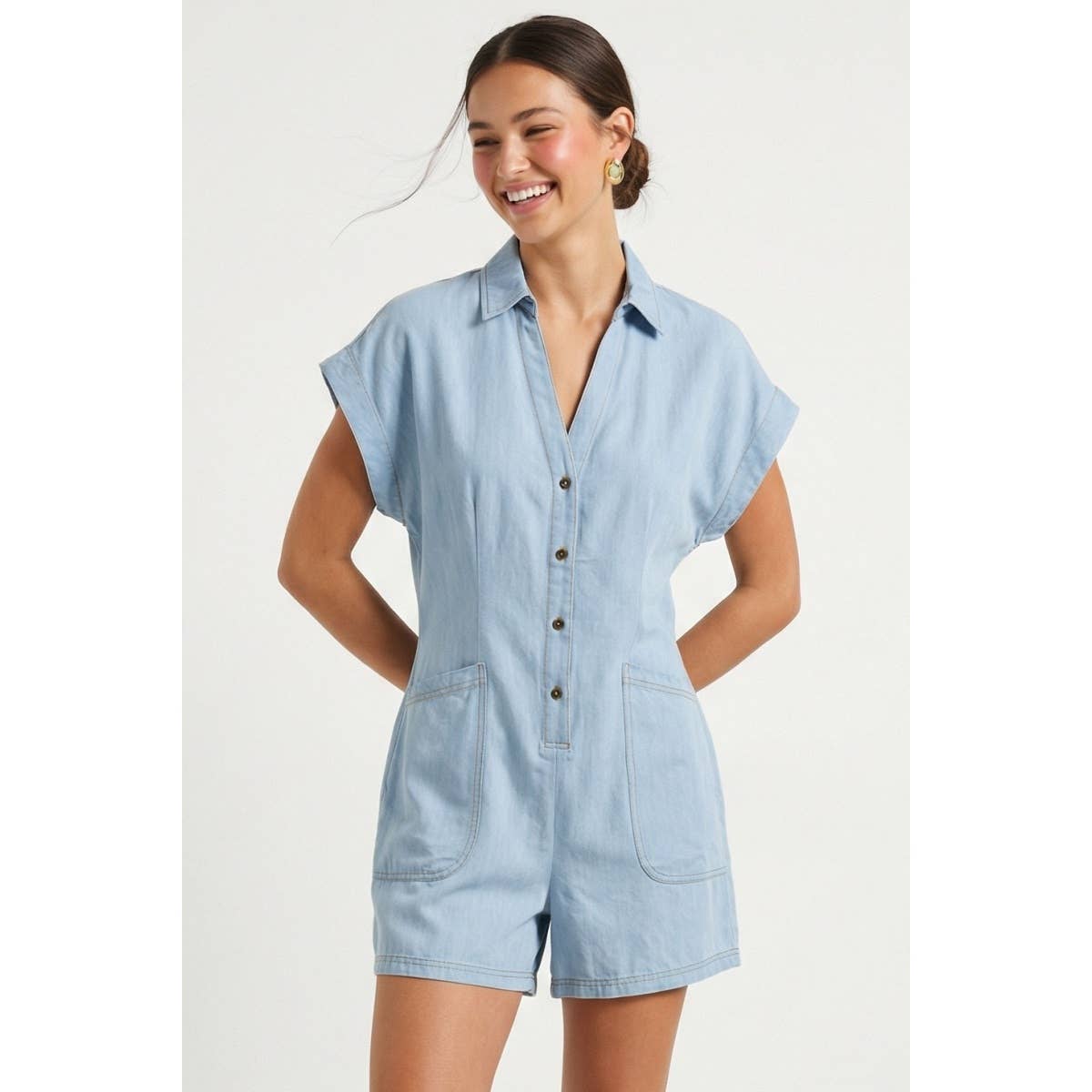 Relaxed Button Front Romper