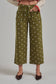 Mid Rise Polka Dot Wide Leg Pant - Olive
