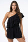 Ruffle Cold Shoulder Romper