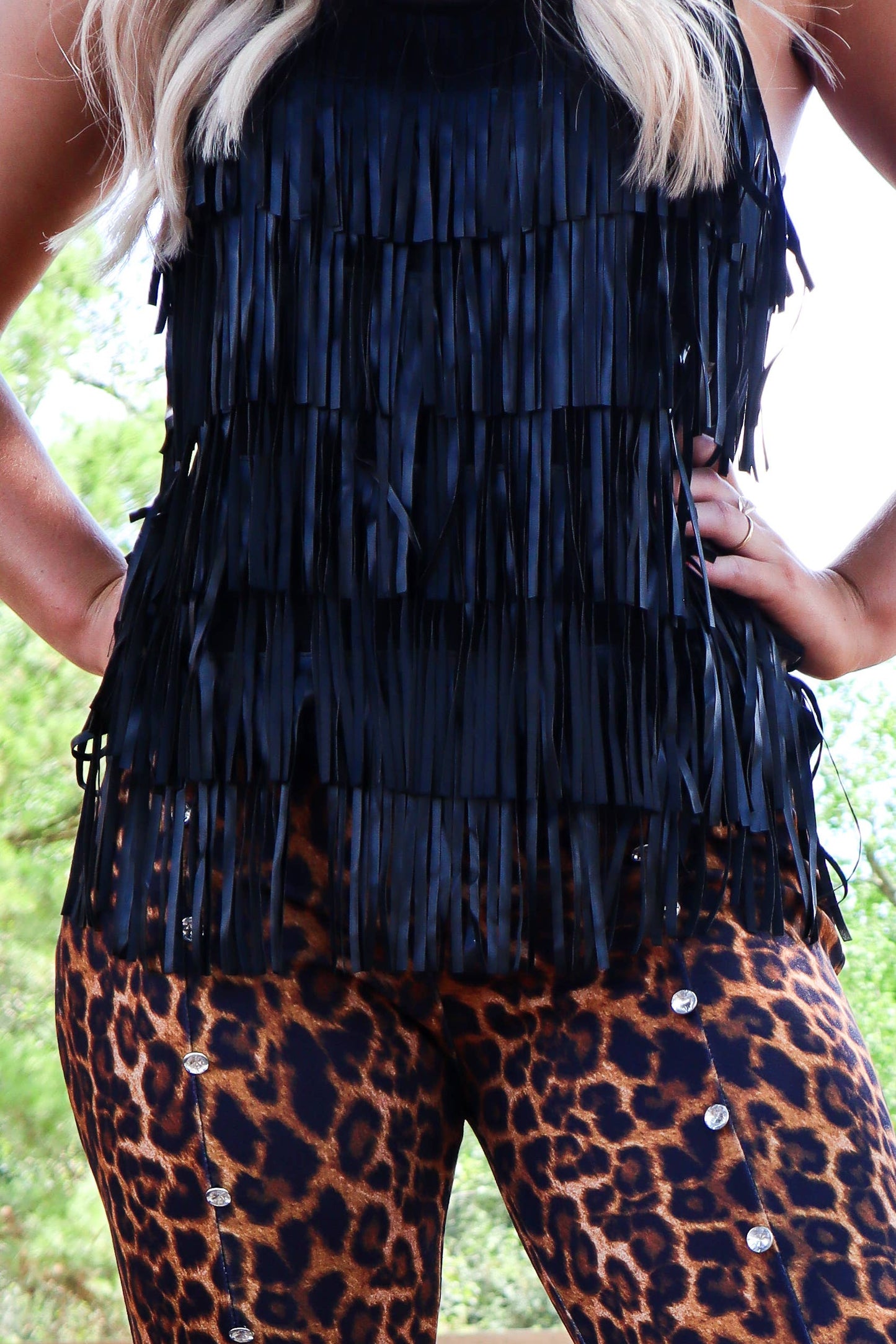 Living on the Edge Fringe Tank - Black