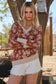 Curvy Floral Knit Top - Terra Cotta