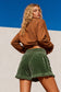 High-Waist Ruffle Velour Shorts with Pockets