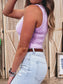 Summer Solid Slim Ribbed Mineral Wash Tank Top