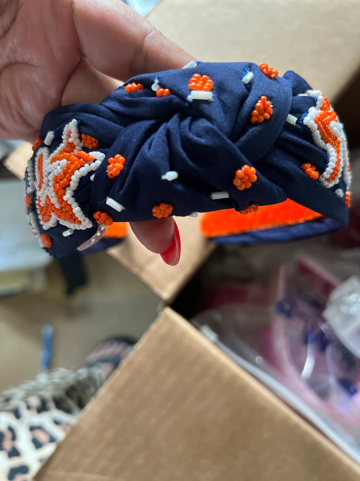Astros Beaded Blue Multi Logo Headband