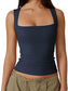 Queen Anne Neck Fitted Basic Tank Top