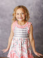 WH Kids Pink & Gray Stripe Spring Summer Ruffle Short Set