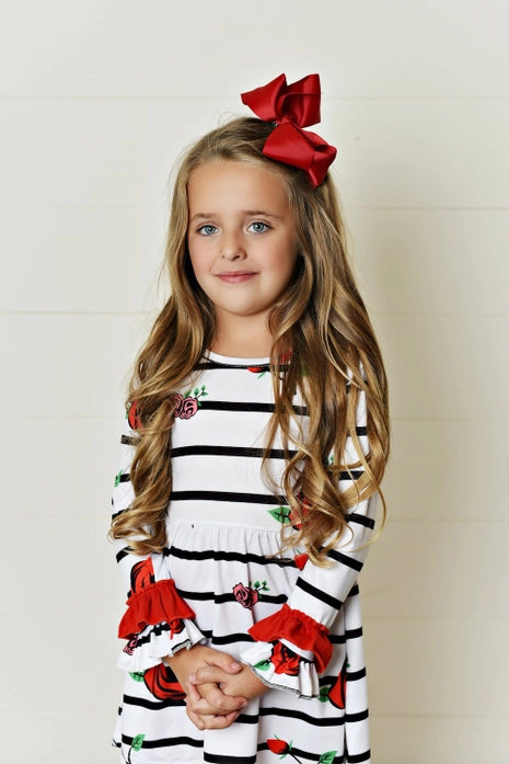 WH Kids Red and Black Stripe Tunic Set