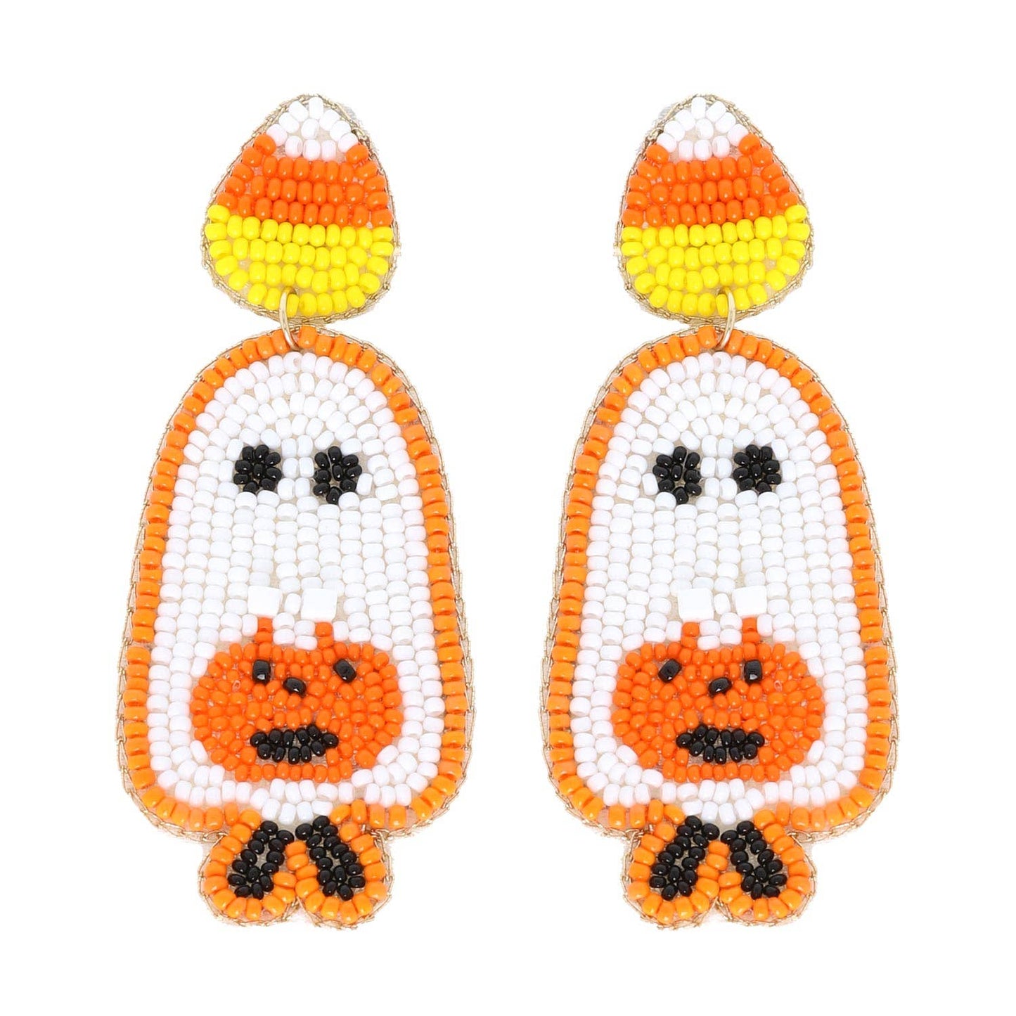 Trick or Treat Ghost Beaded Dangle Earrings