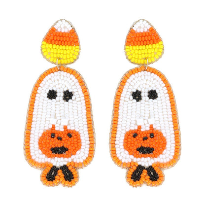 Trick or Treat Ghost Beaded Dangle Earrings