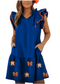 Blue Game Day Ruffle Sleeve Mini