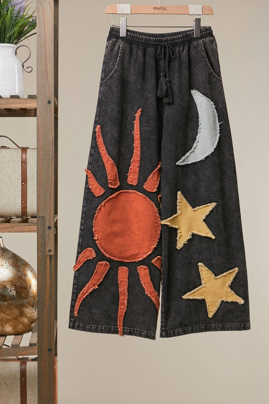 Washed Sun & Star Wide Pants