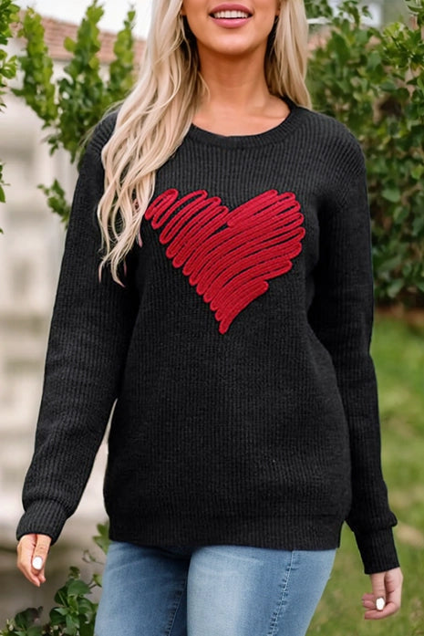 Valentine Heart Sketch Round Neck Sweater