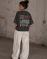 "He's Coming Back" Crop Tee - Vintage Black