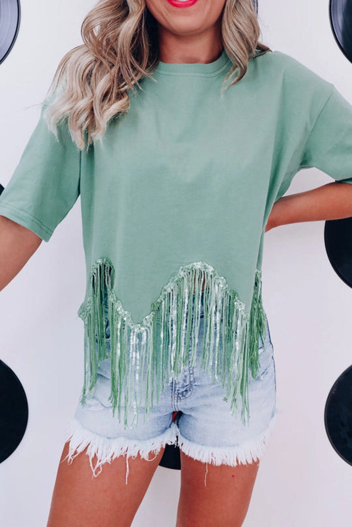 Fringe Sequin Crop Top