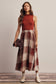 Mock Neck Mixed Plaid Midi