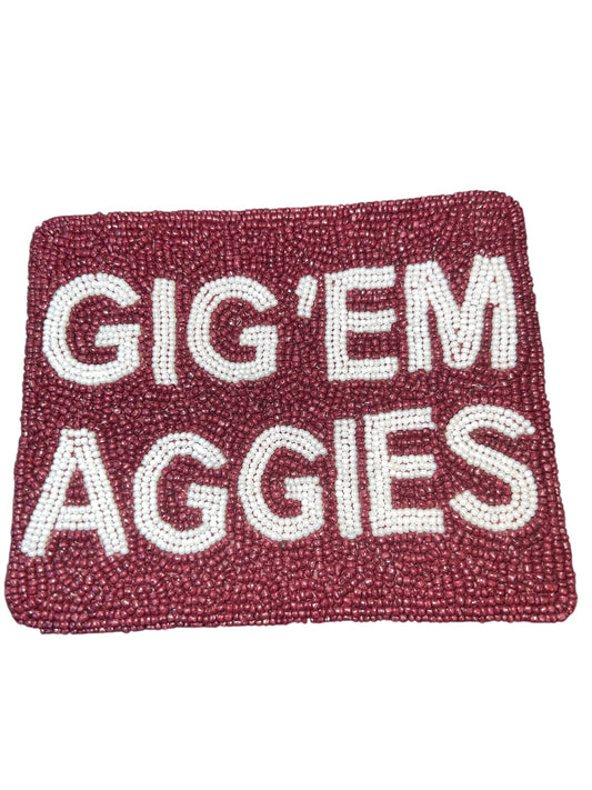 Gig'em Aggies Beaded Game Day Coin Purse