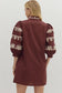 Solid Burgundy Puff Sleeve Mini