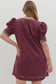 Solid Pleated Puff Sleeve Mini - Curvy