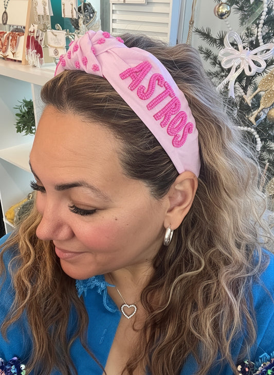 Astros Beaded Pink Headband