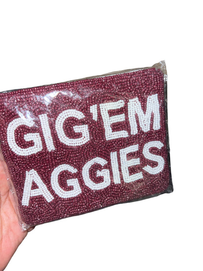 Beaded Game Day Coin Purse - Houston/A&M/Pink Astros