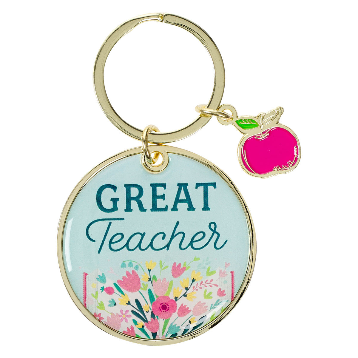 Great Teacher Epoxy Coated Metal Key Chain With Charm