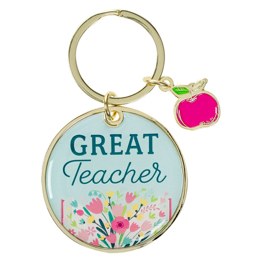 Great Teacher Epoxy Coated Metal Key Chain With Charm