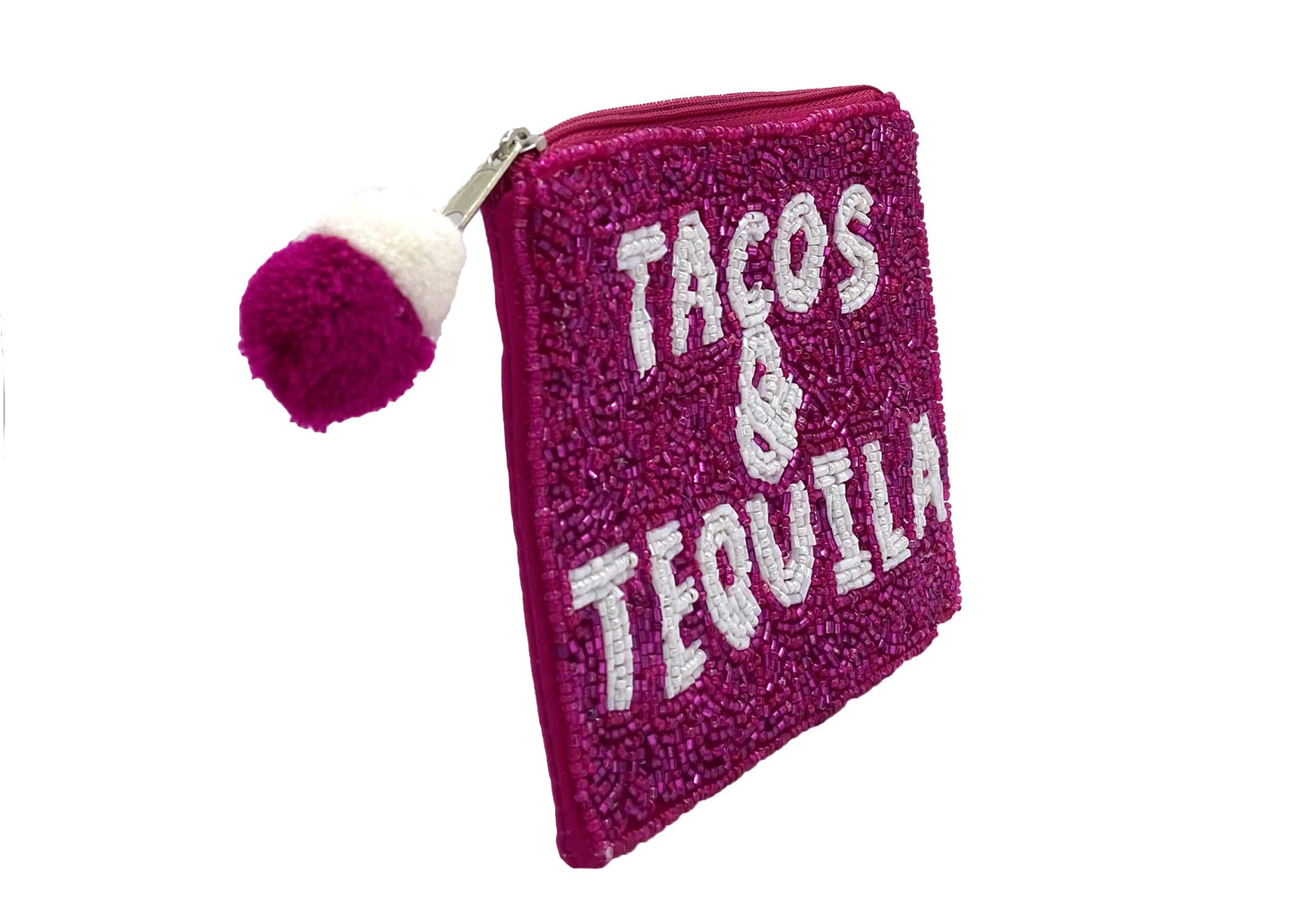 Tacos and Tequila Fuschia Coin Pouch