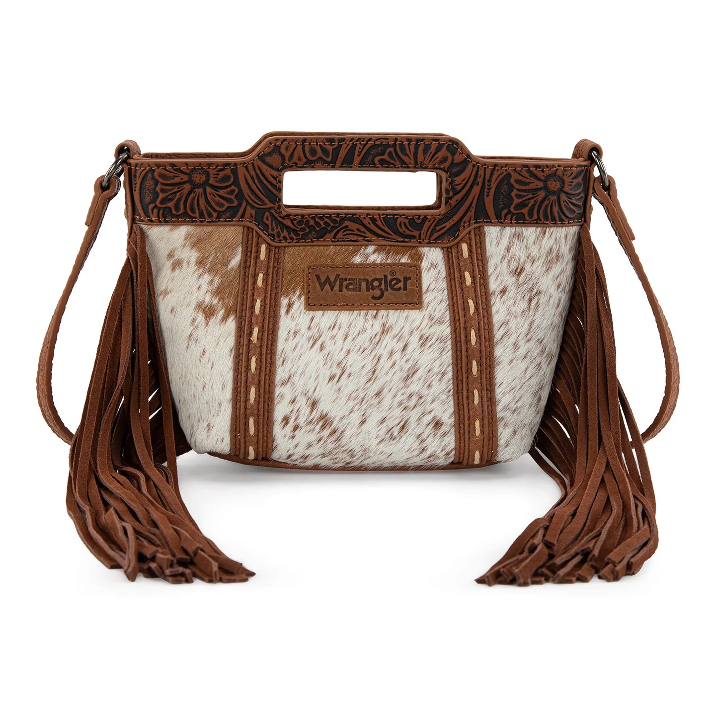 Wrangler Genuine Cowhide Top Handle Fringe Crossbody