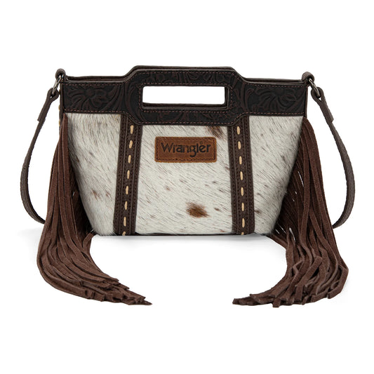 Wrangler Genuine Cowhide Top Handle Fringe Crossbody