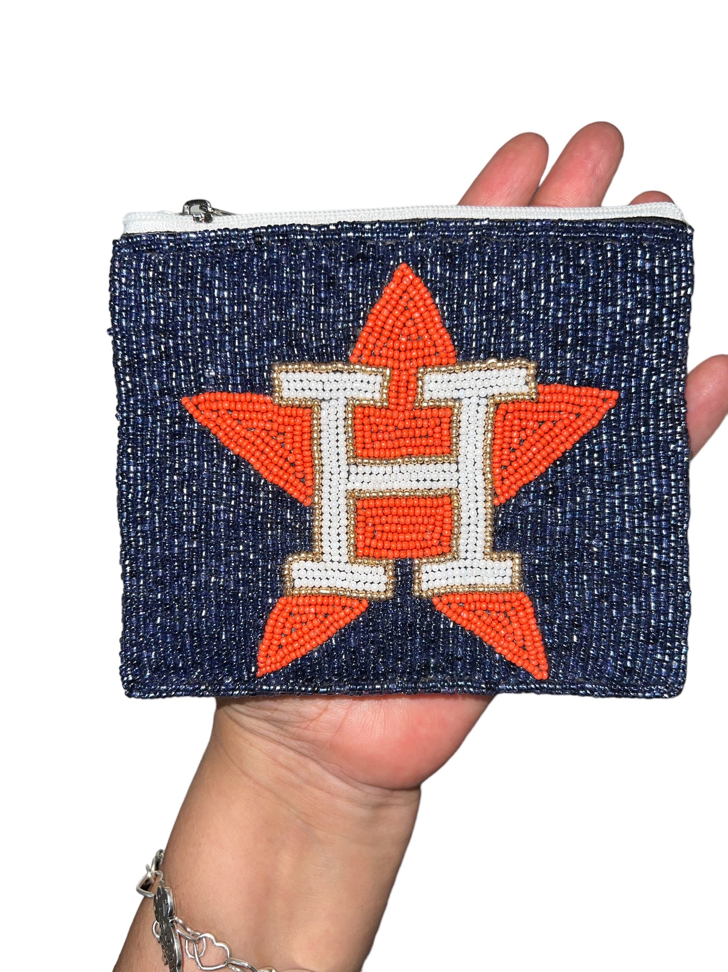 Beaded Game Day Coin Purse - Houston/A&M/Pink Astros