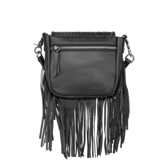 Montana West Genuine Leather Tooled Fringe Crossbody