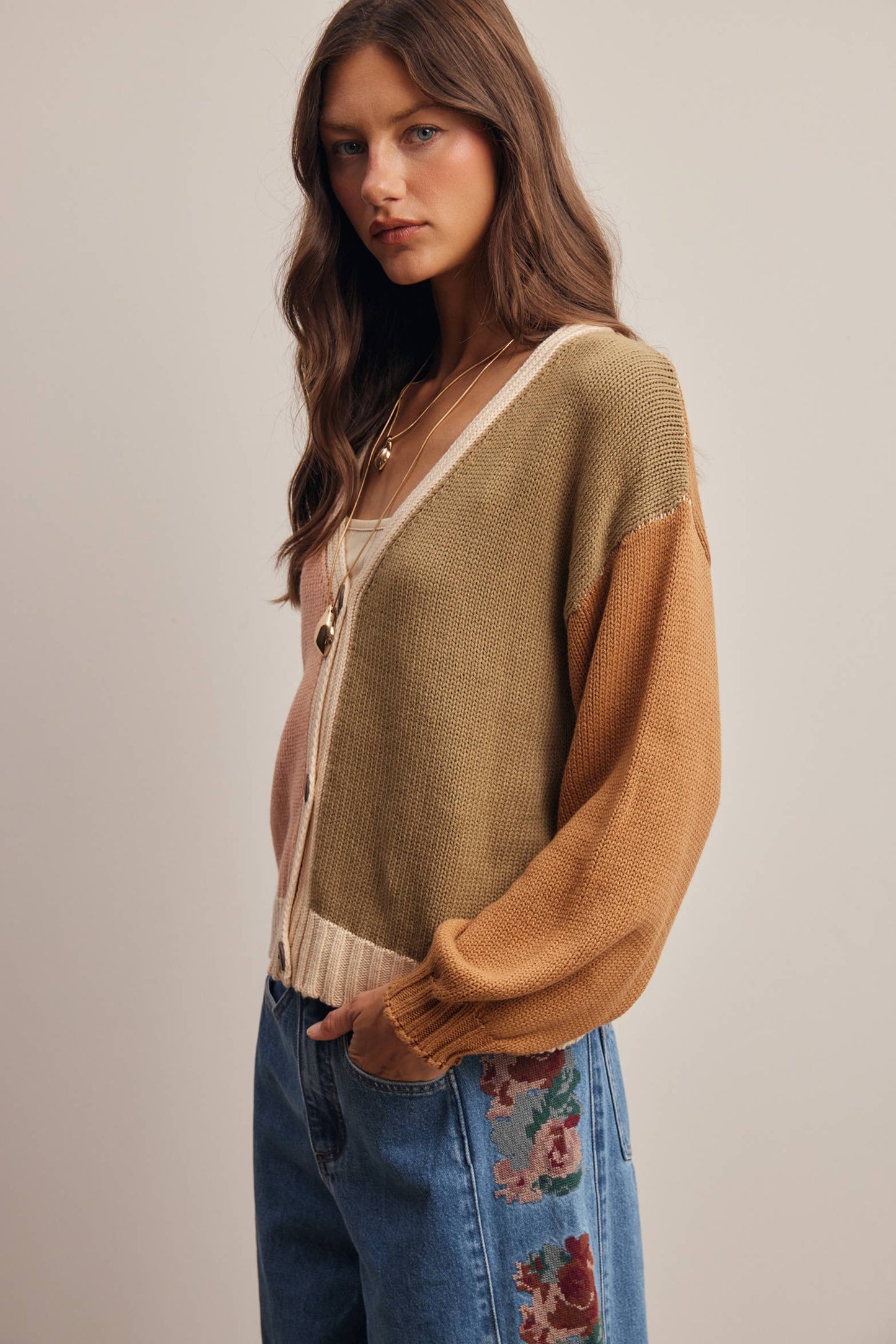 Color Block Knit Cardigan