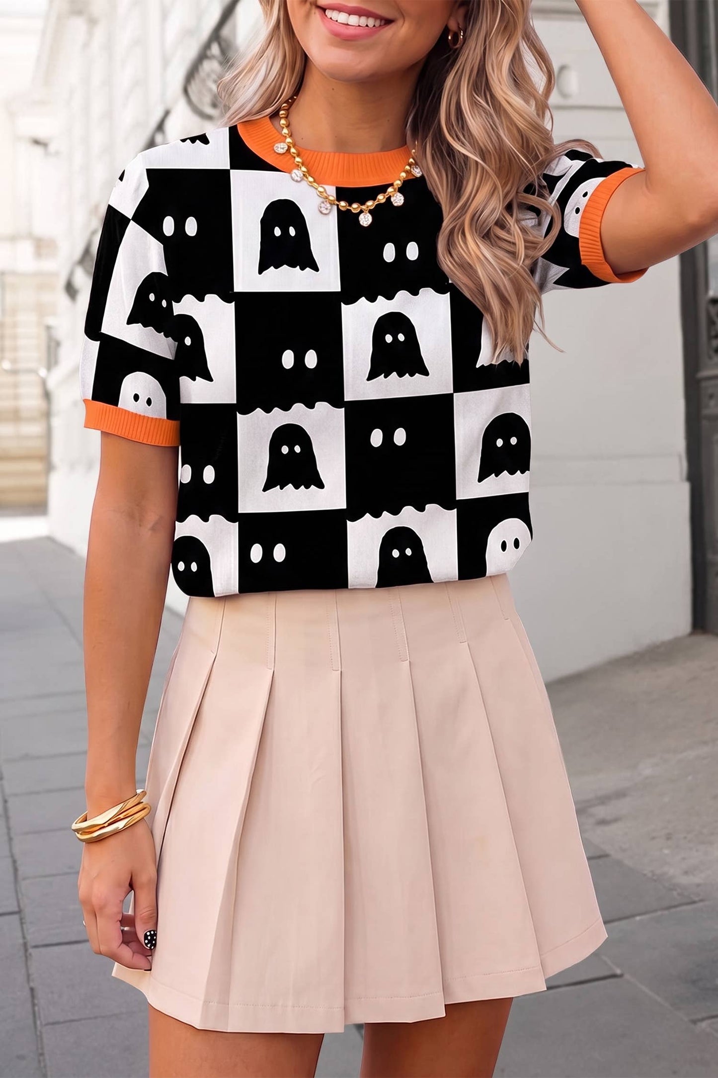 Halloween Ghost Knit Sweater