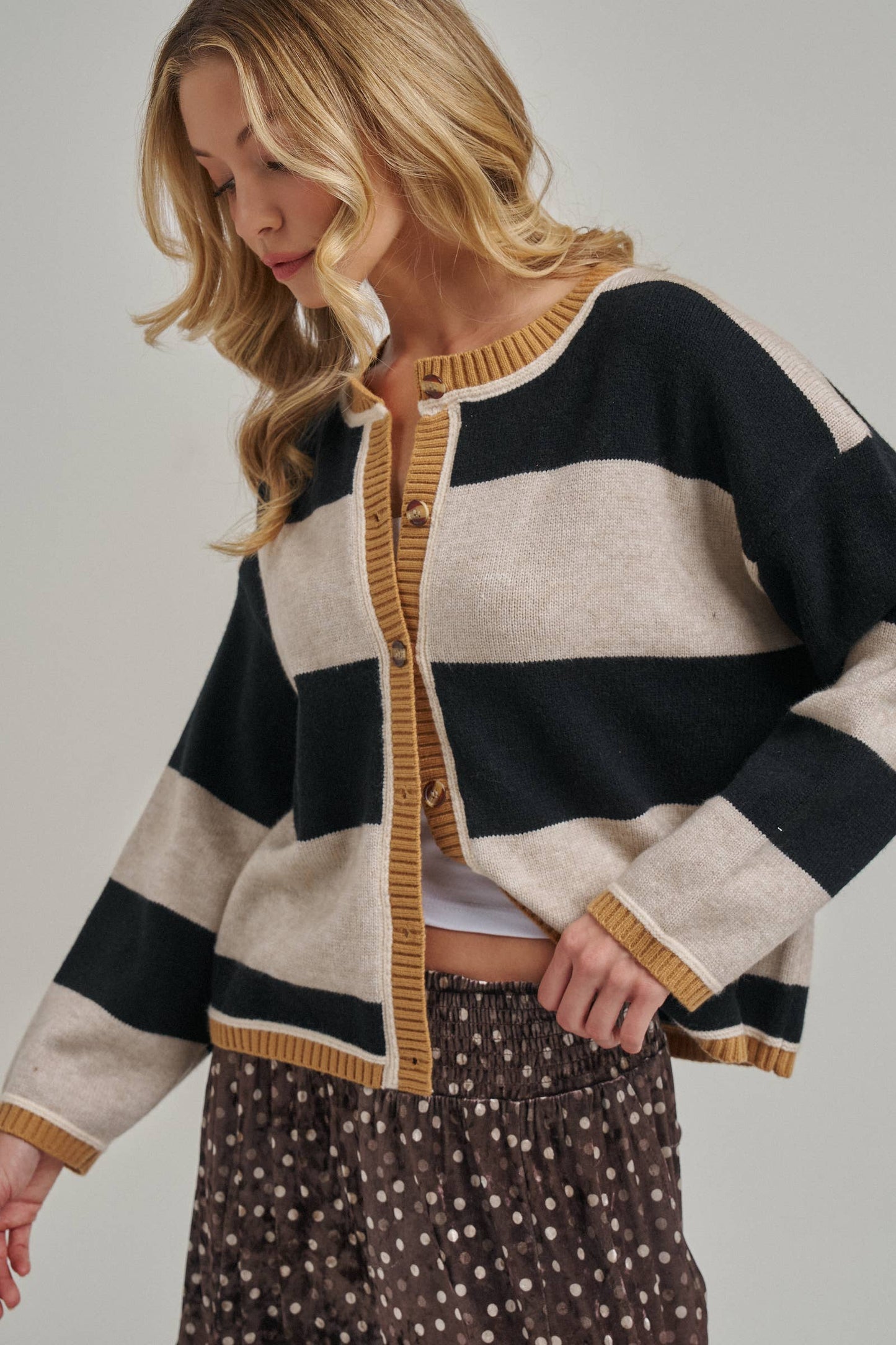 Everyday Cozy Fall Cardigan - Wide Stripe