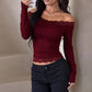 Elegant Off the Shoulder Lace Hem Top